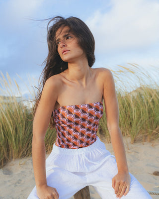 Bañador Bandeau Geometrico Naranja - SOMECHIC