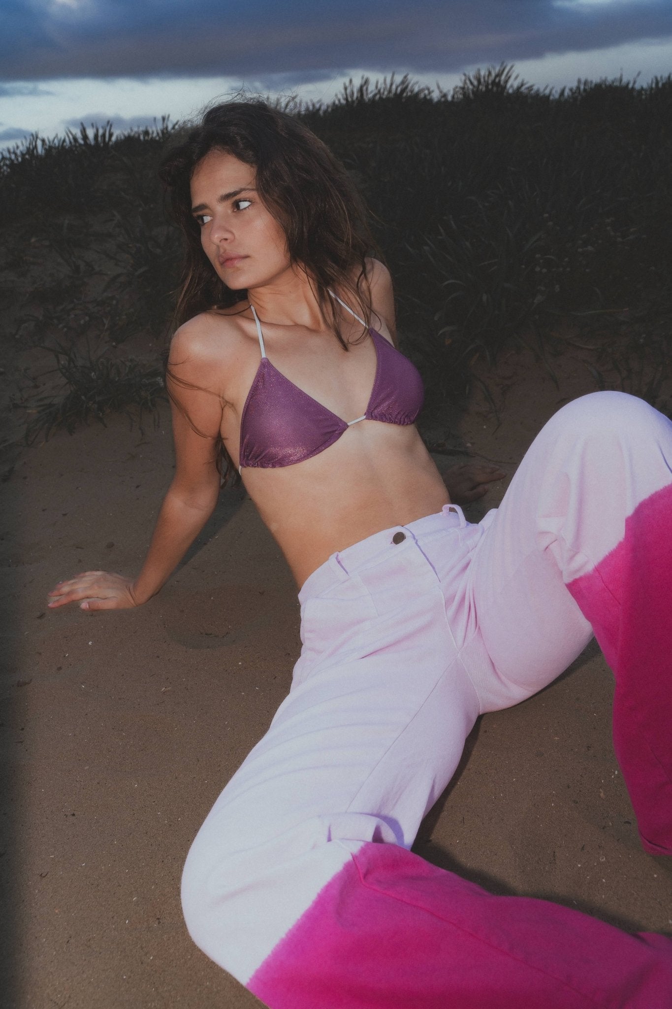 Bikini Triangular Lurex Lila - SOMECHIC